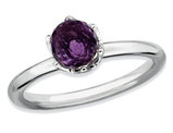 1.00 Carat (ctw) Natural Amethyst Briolette Solitaire Ring in Sterling Silver